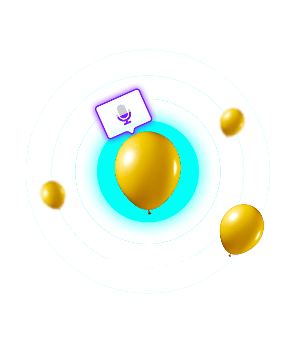 Yellow balloons with a mic